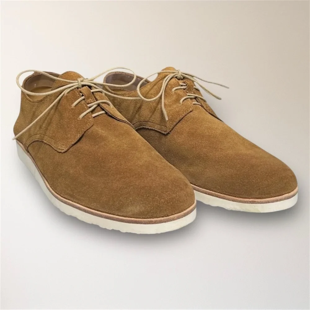 Nisolo Mens 8 Tan Suede Lightweight Derby Oxford Leather Travel Shoes New in Box